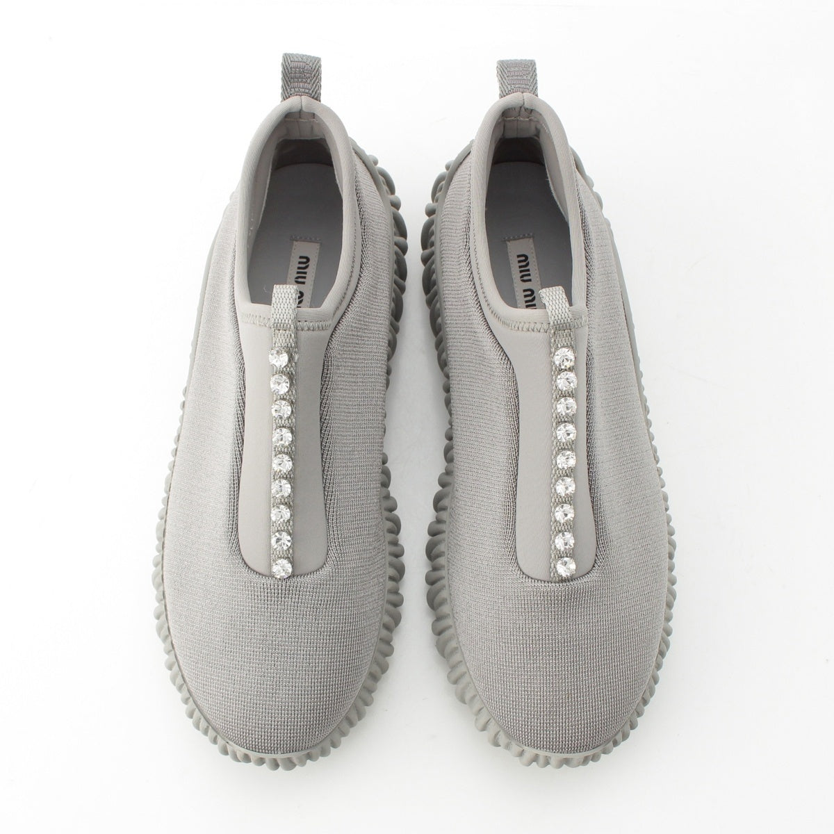 MIUMIU Bijou Matelassé Slip-on Socks, sneakers, shoes gray 37.5
