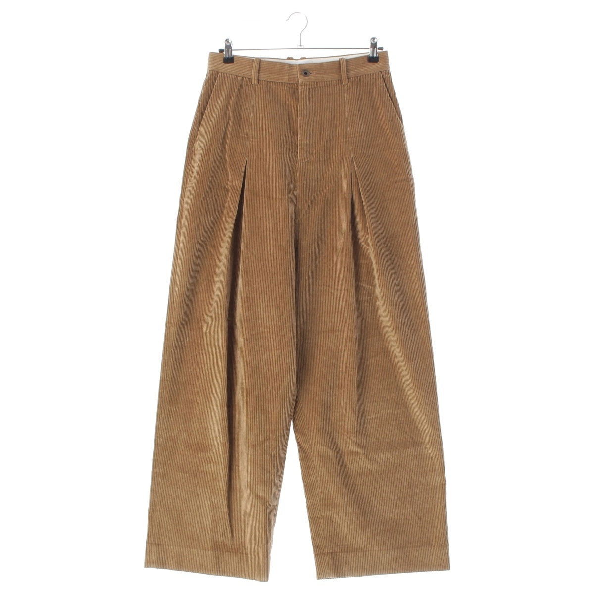 LOEWE cotton x cashmere Leather strap corduroy long Pants Bottoms H526Y04WF7 Brown Beige Tan 44