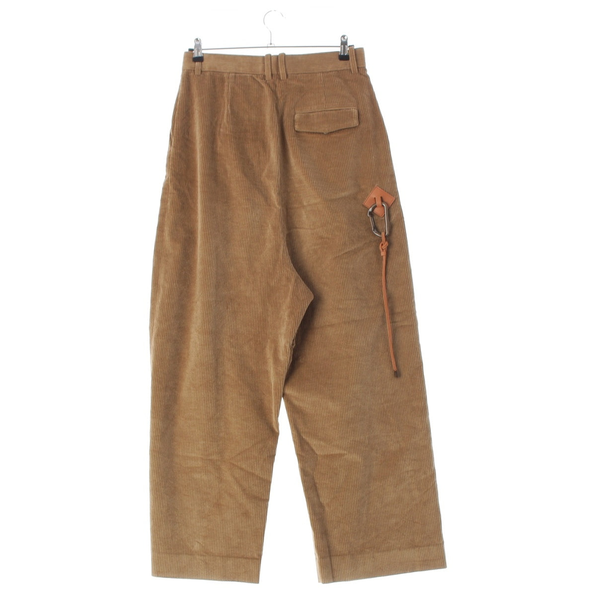 LOEWE cotton x cashmere Leather strap corduroy long Pants Bottoms H526Y04WF7 Brown Beige Tan 44