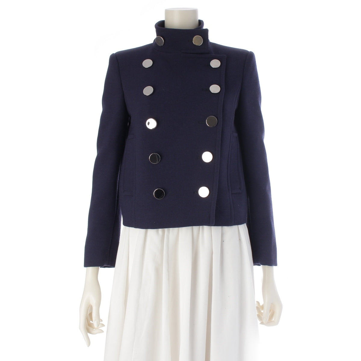 GUCCI wool Logo Button Short tailored jacket 354220 Navy 36