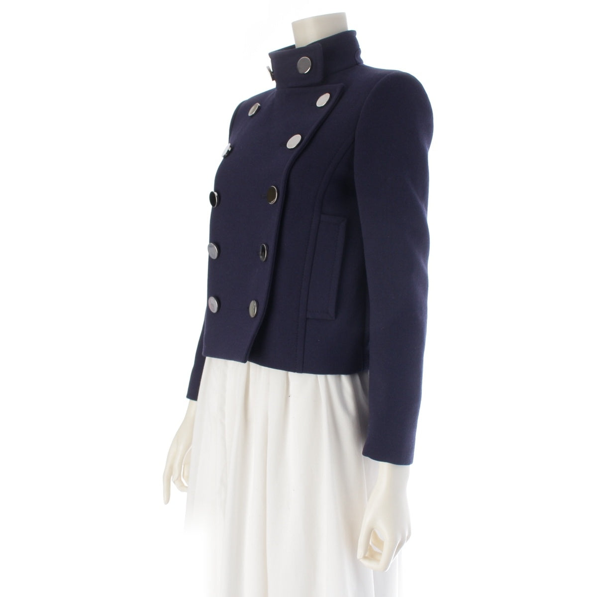 GUCCI wool Logo Button Short tailored jacket 354220 Navy 36