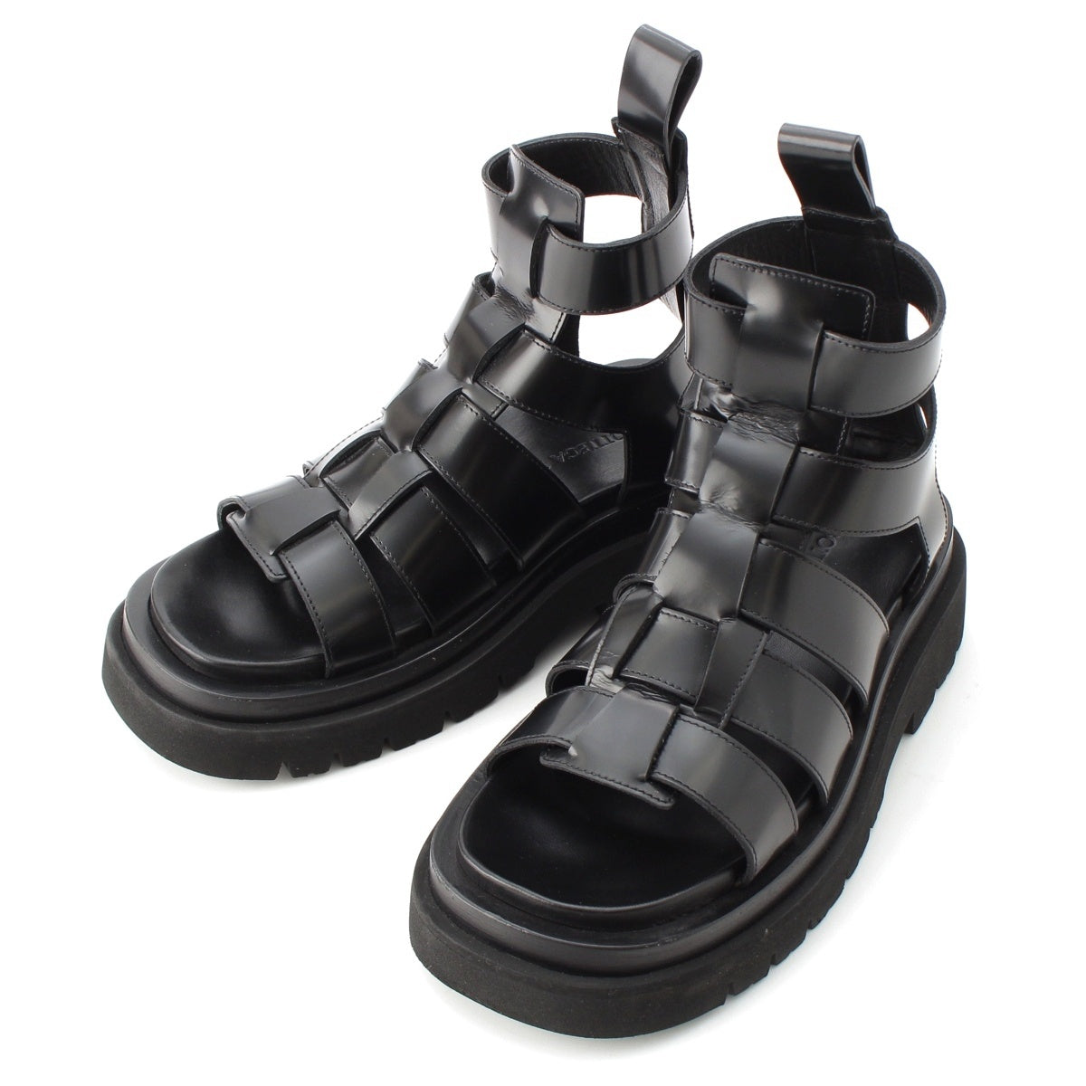 BOTTEGAVENETA leather LUG Flat Brushed Calf Strap Sandals 764581 black 36