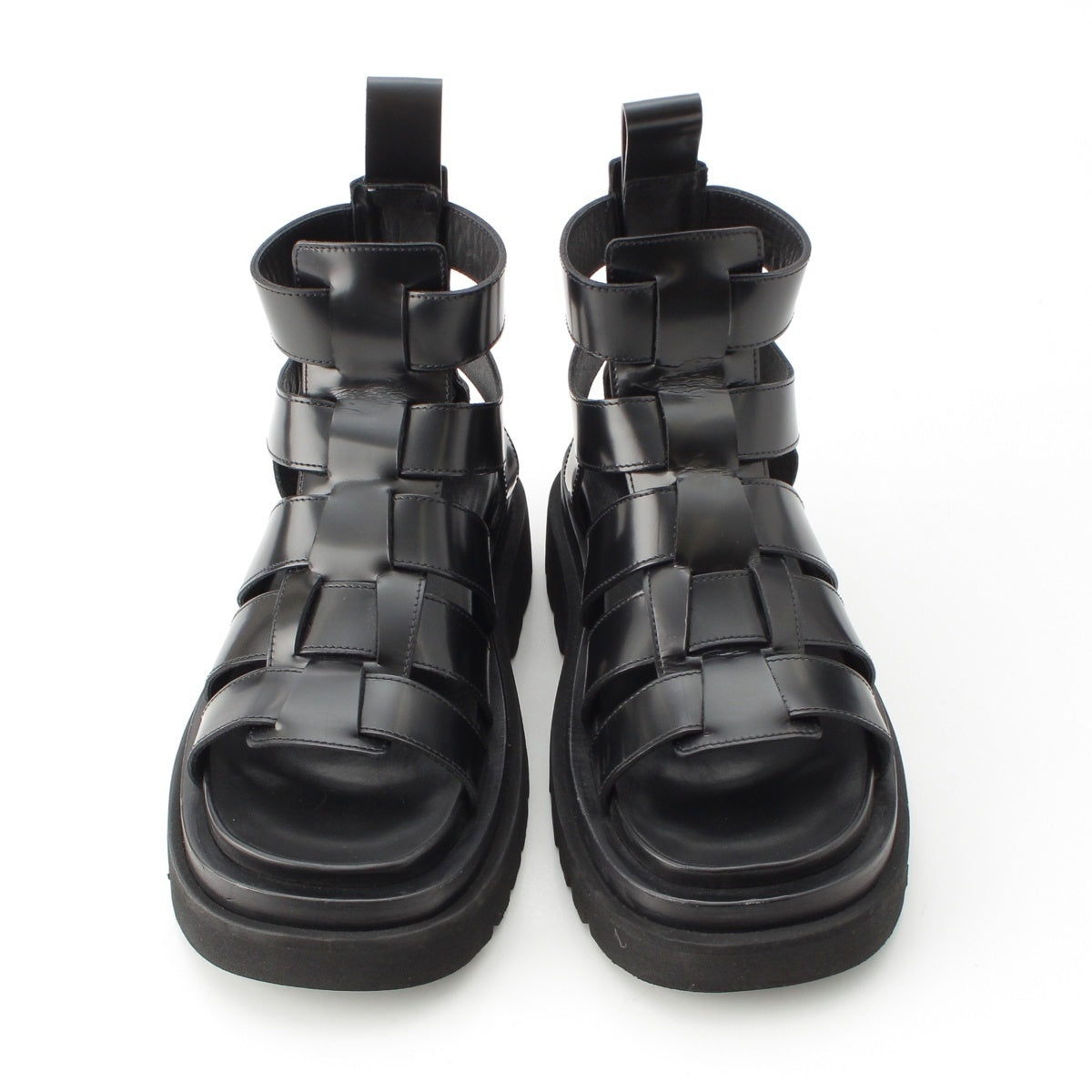 BOTTEGAVENETA leather LUG Flat Brushed Calf Strap Sandals 764581 black 36