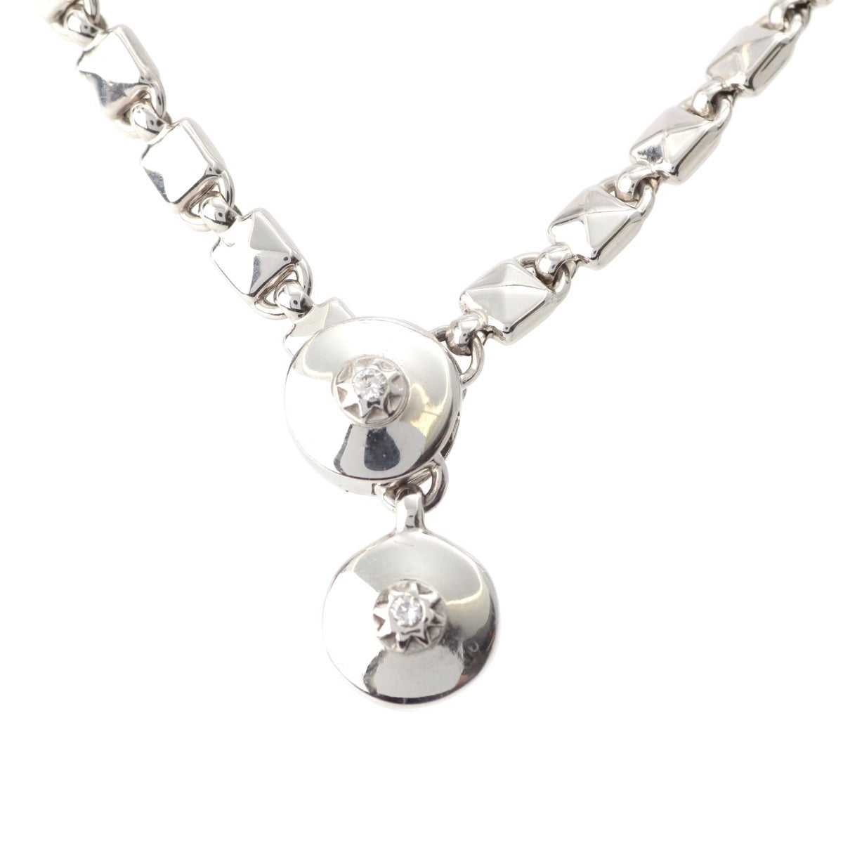 CHIMENTO K18 WG 2P Diamond Necklace jewelry Au750 White gold 14.2g