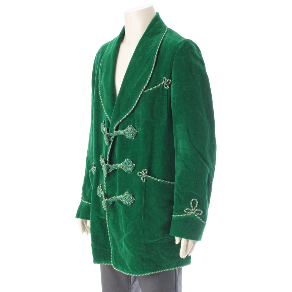 GUCCI Paramount Velvet Cotton Velour Smoking Jacket Garden Gallery Exhibition: Embroidery 533001 green 44