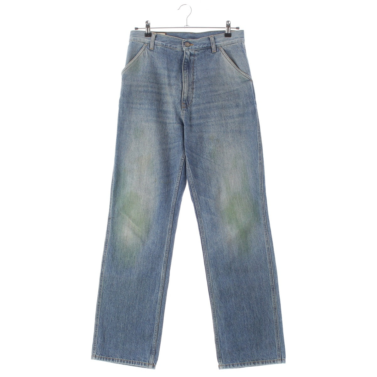GUCCI Logo label, color processed, straight. Denim pants jeans 631167 Indigo blue 30