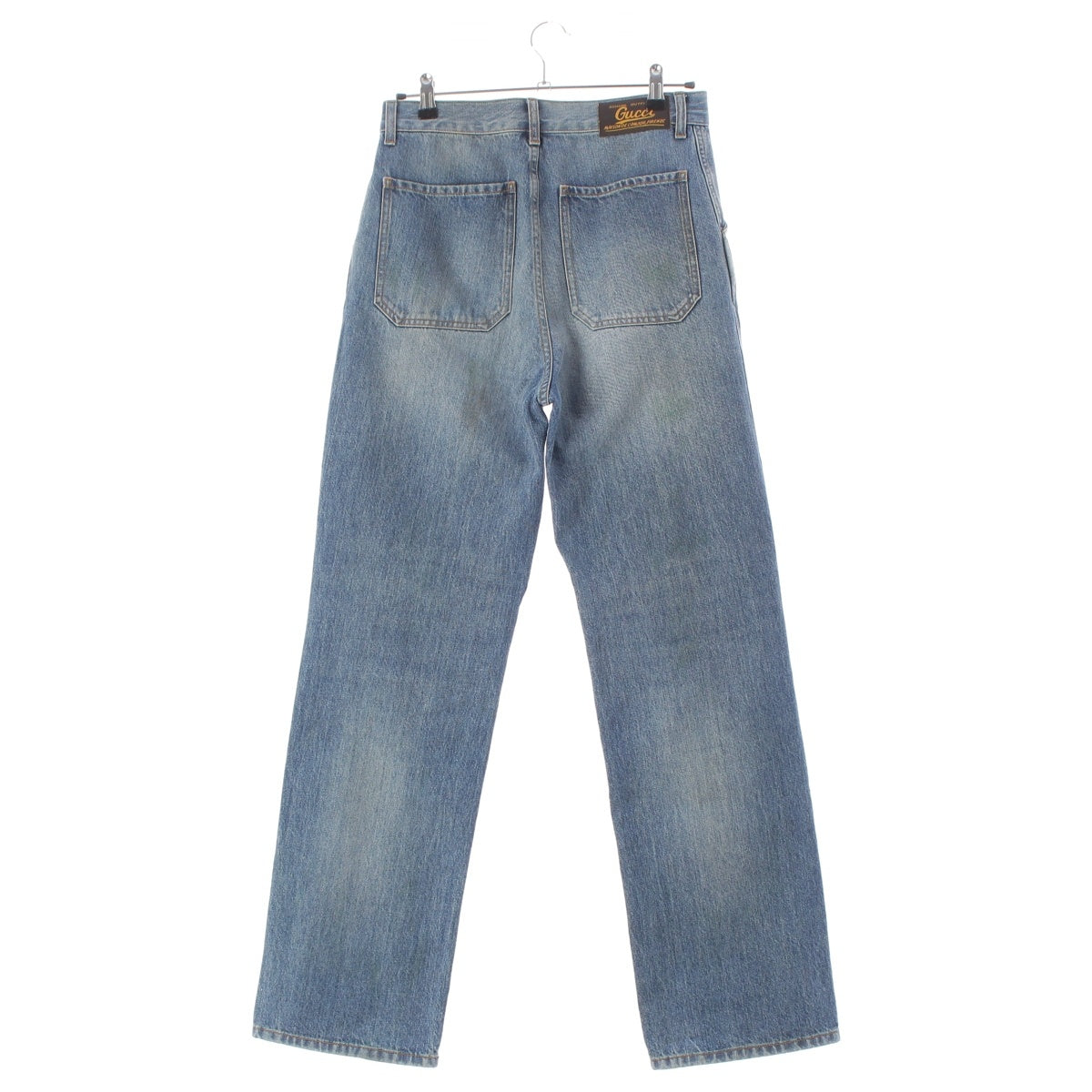 GUCCI Logo label, color processed, straight. Denim pants jeans 631167 Indigo blue 30