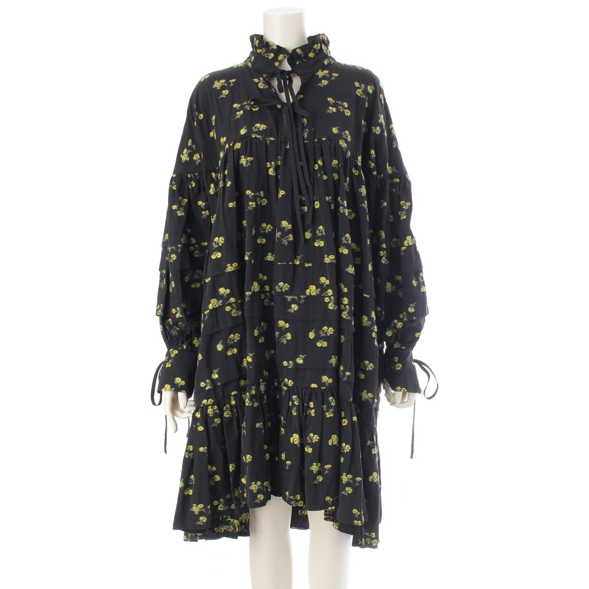 Cecilie Bahnsen Phil Coupe Floral Pattern one piece dress Black yellow US8