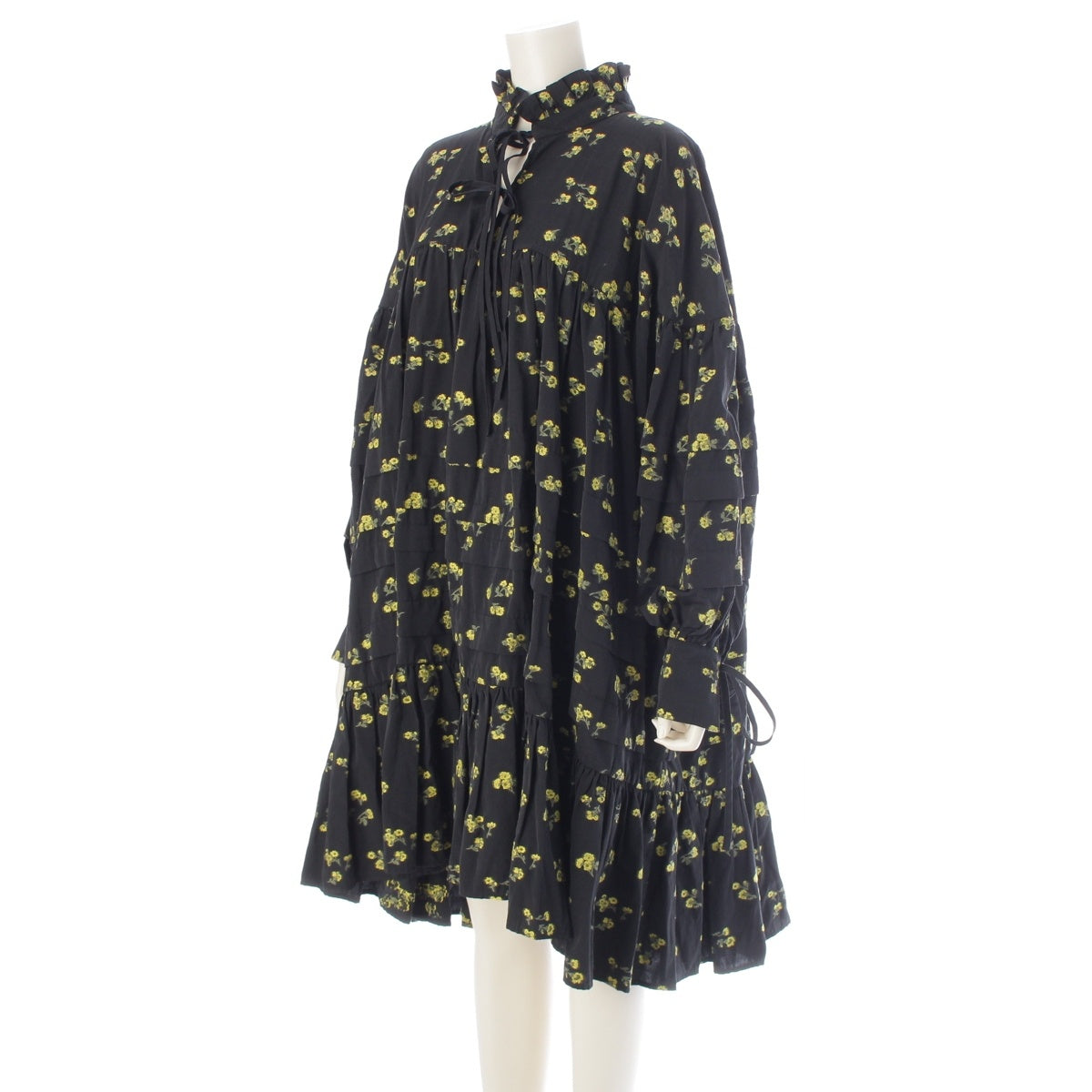 Cecilie Bahnsen Phil Coupe Floral Pattern one piece dress Black yellow US8
