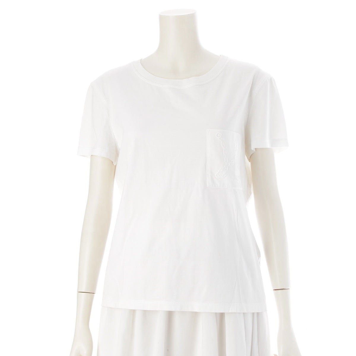 HERMES ChÃ©ne Dunkel Embroidered Crew Neck Short sleeve T-shirt tops 06-7704 white 38