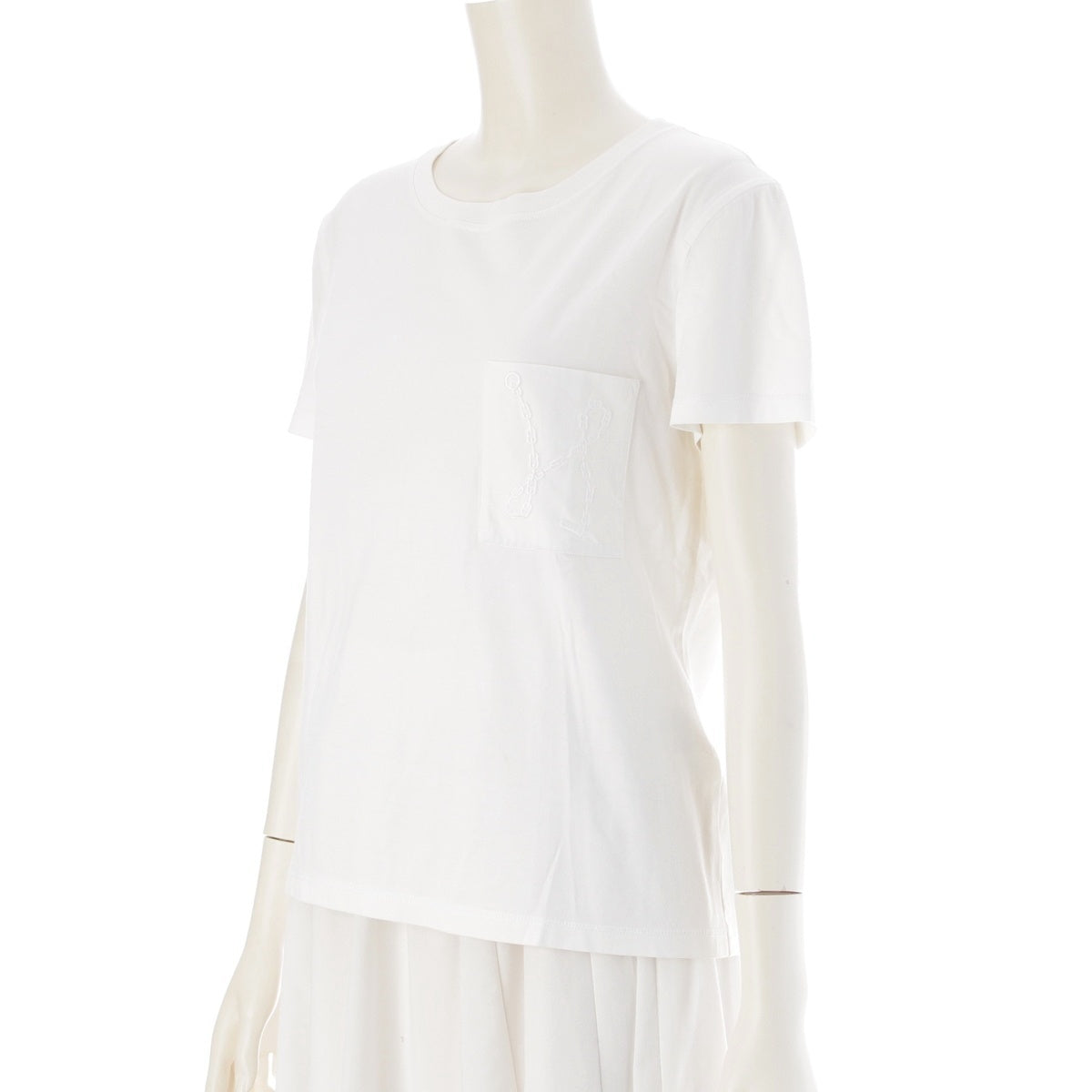 HERMES ChÃ©ne Dunkel Embroidered Crew Neck Short sleeve T-shirt tops 06-7704 white 38