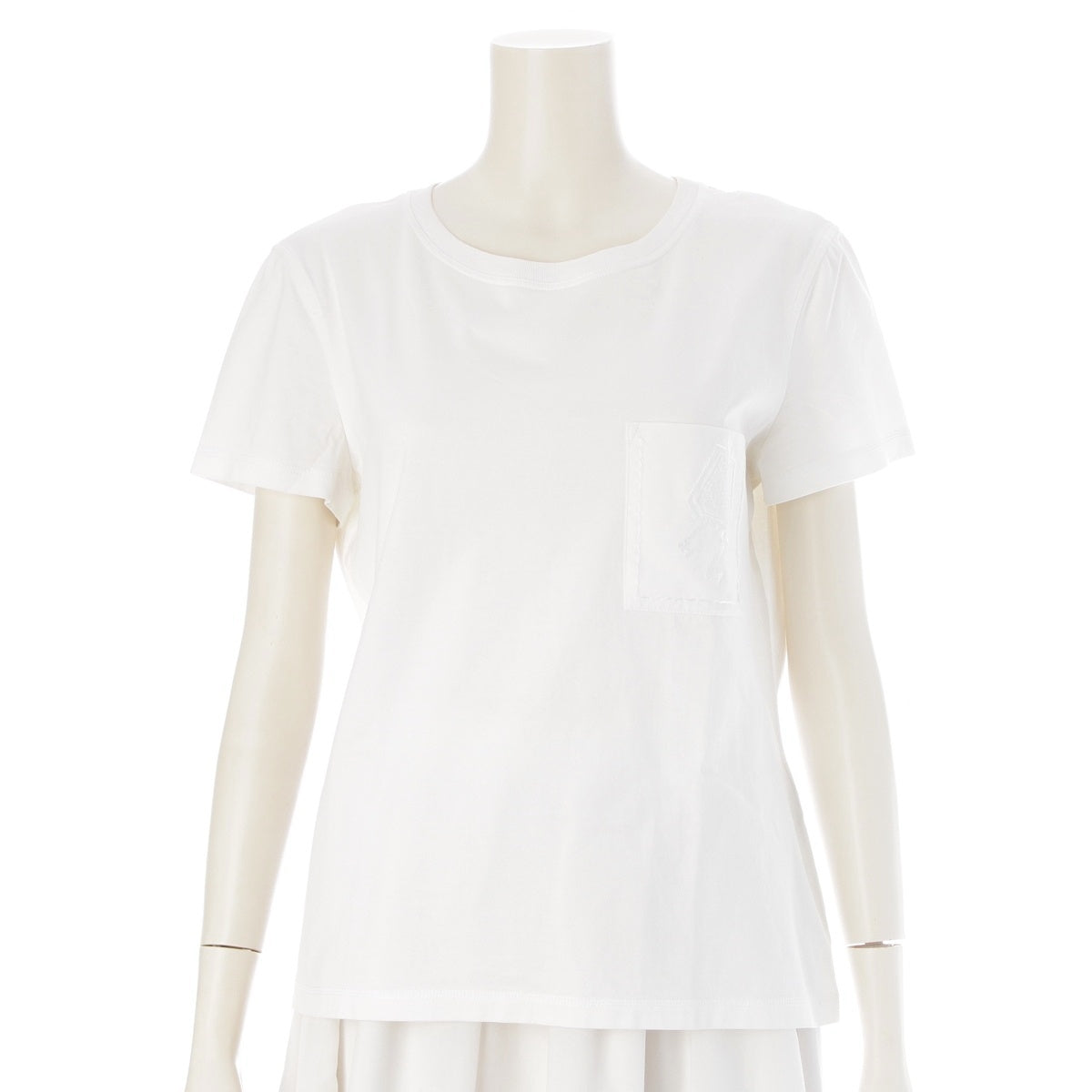HERMES cotton Cadena Clochette Embroidered Crew Neck Short sleeve T-shirt tops 16-7710 white 38