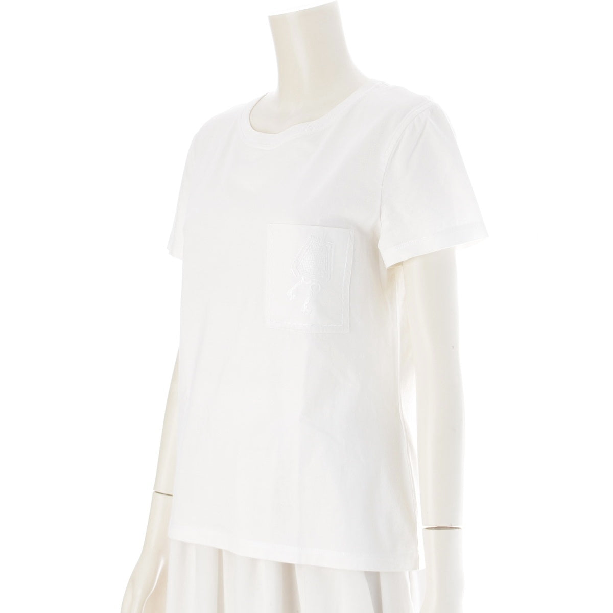 HERMES cotton Cadena Clochette Embroidered Crew Neck Short sleeve T-shirt tops 16-7710 white 38