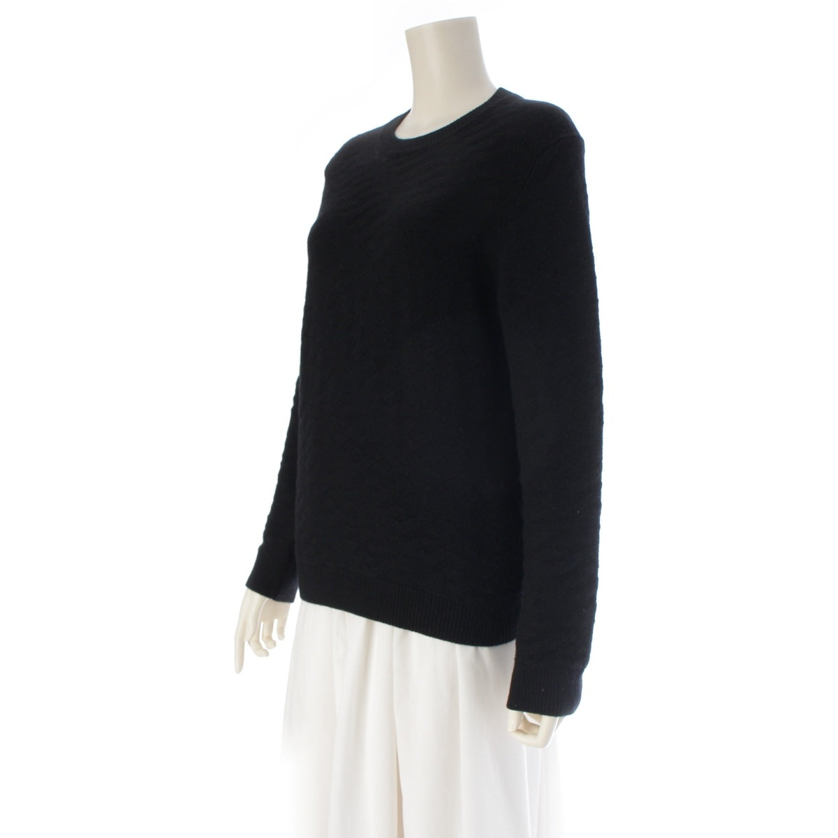 HERMES Virgin wool Crew neck knit tops 2E2624DE black 38
