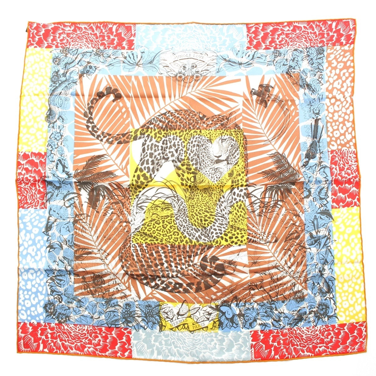 HERMES JUNGLE LOVE AU TAMPON silk Carre 70 scarf multicolor