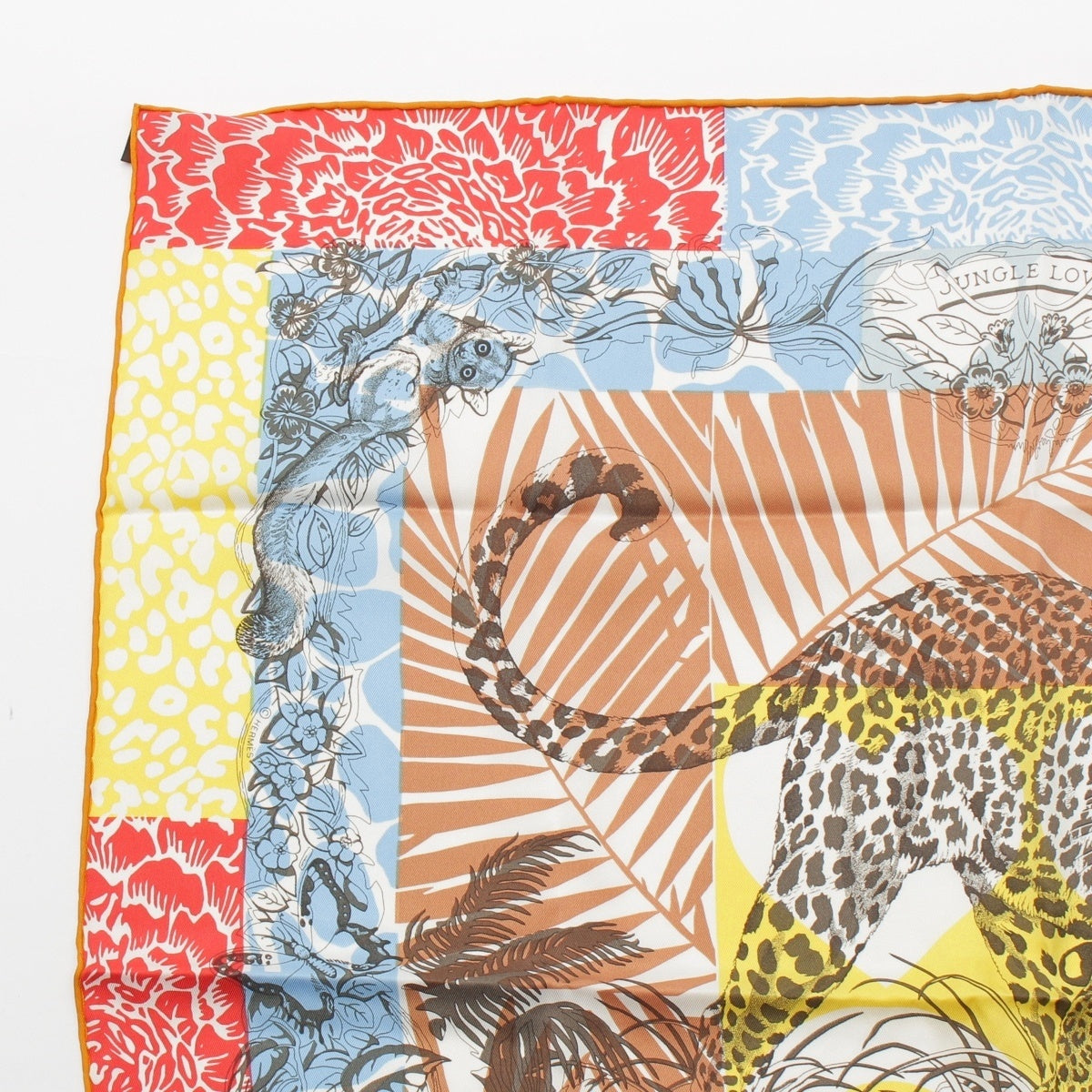 HERMES JUNGLE LOVE AU TAMPON silk Carre 70 scarf multicolor