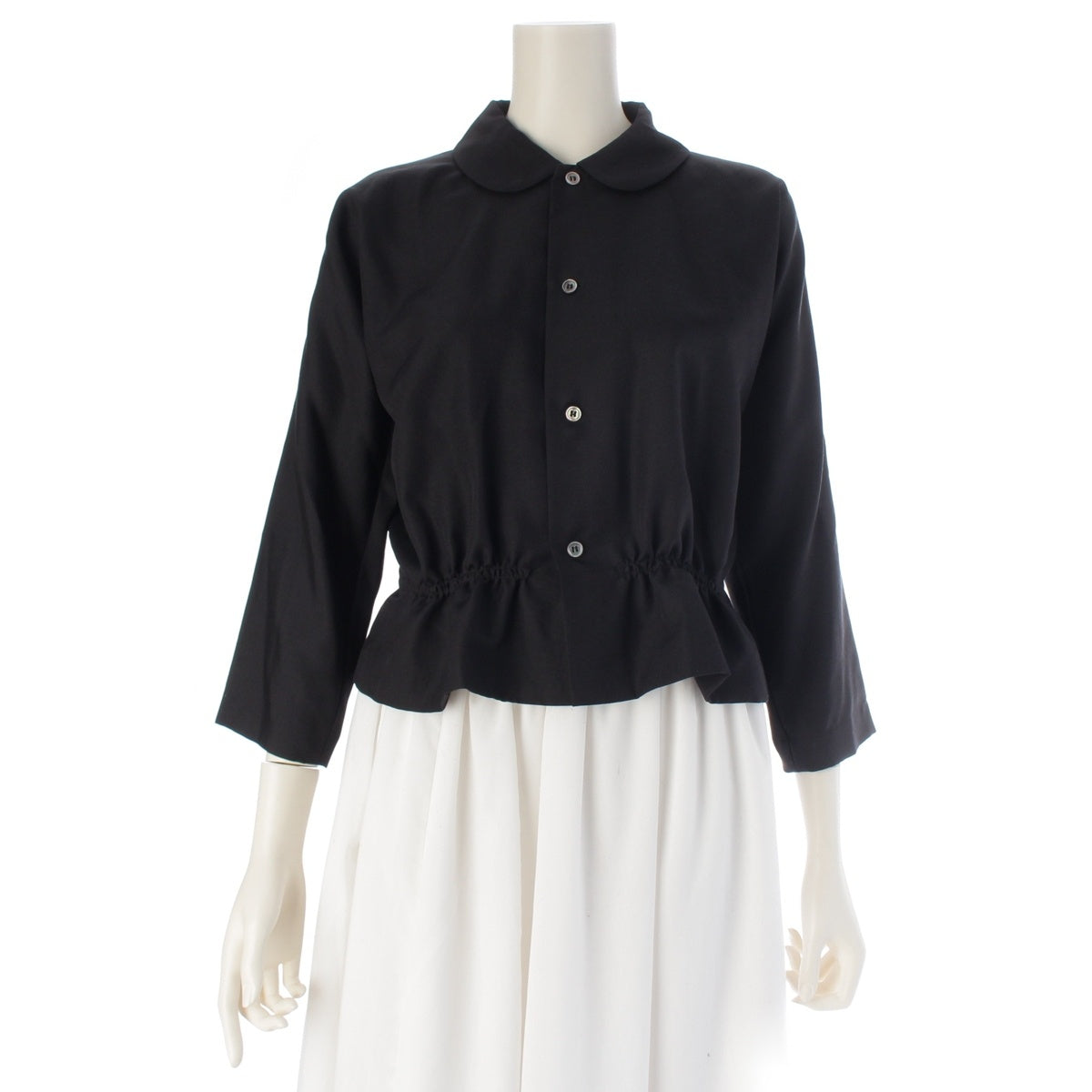 COMME des GARCONS Silk wool Round collar design blouse GI-B023 black S