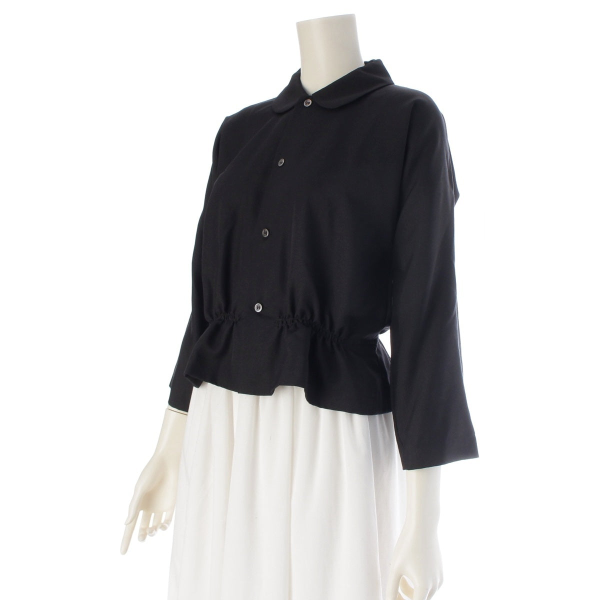 COMME des GARCONS Silk wool Round collar design blouse GI-B023 black S