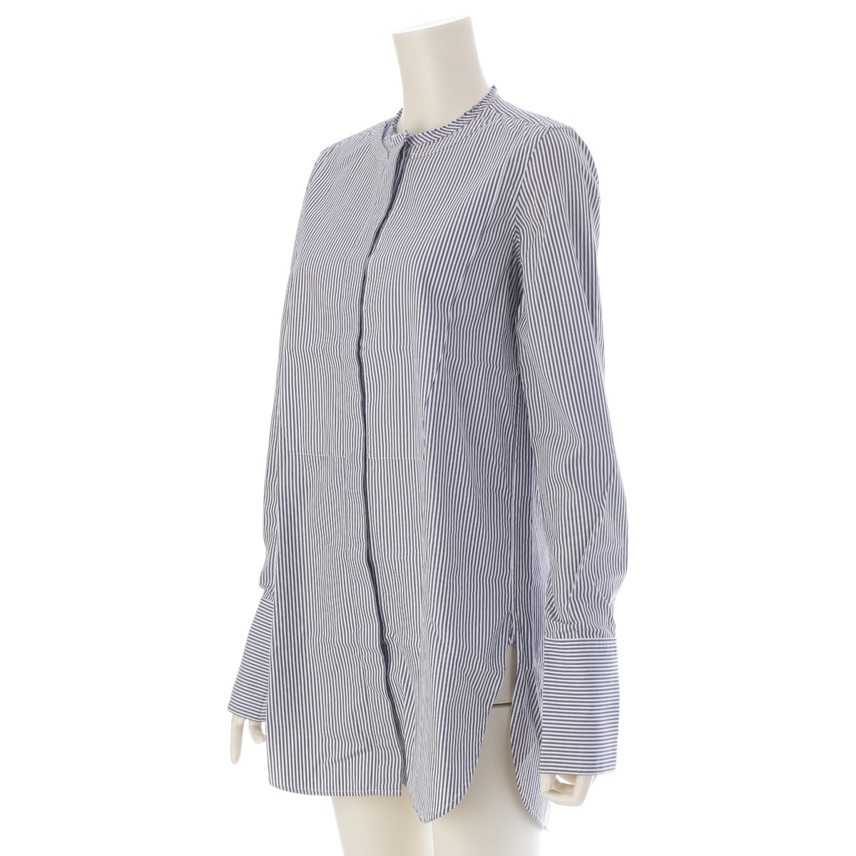 CELINE cotton Striped stand-collar tuxedo Long sleeve shirt 2 OM36/4142 blue 36