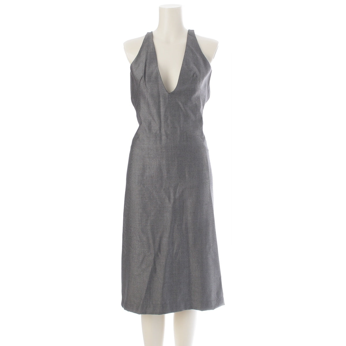 Alexander McQueen Pleated Sleeveless Designer Dress one piece gray 40
