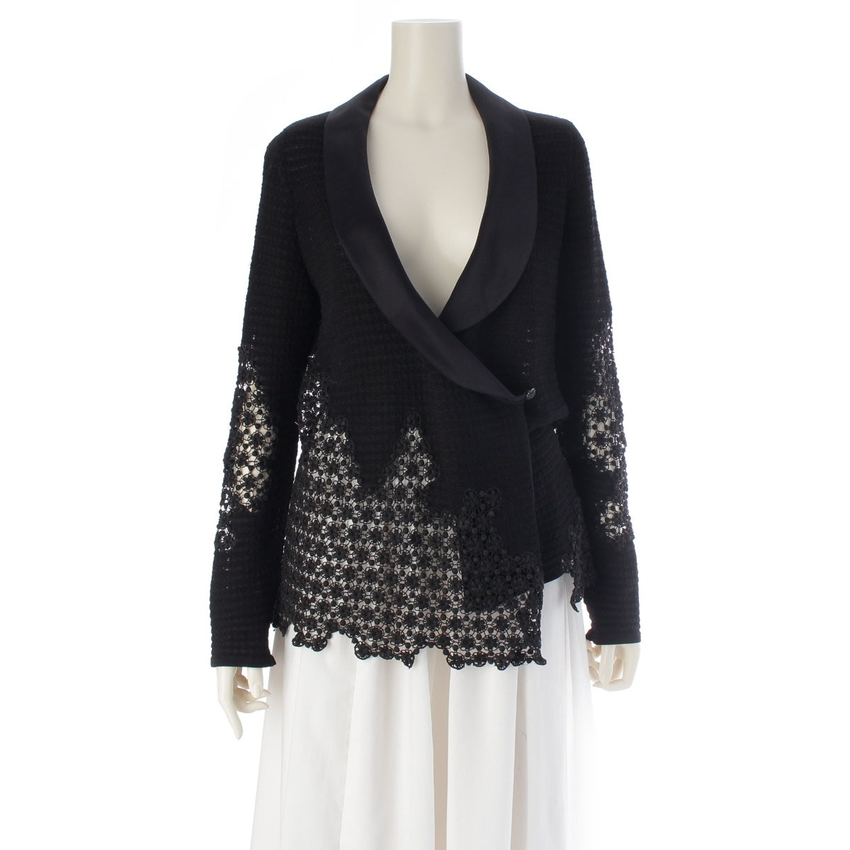 CHANEL Cotton nylon blend Braided sheer cardigan Jacket P41281 black 40