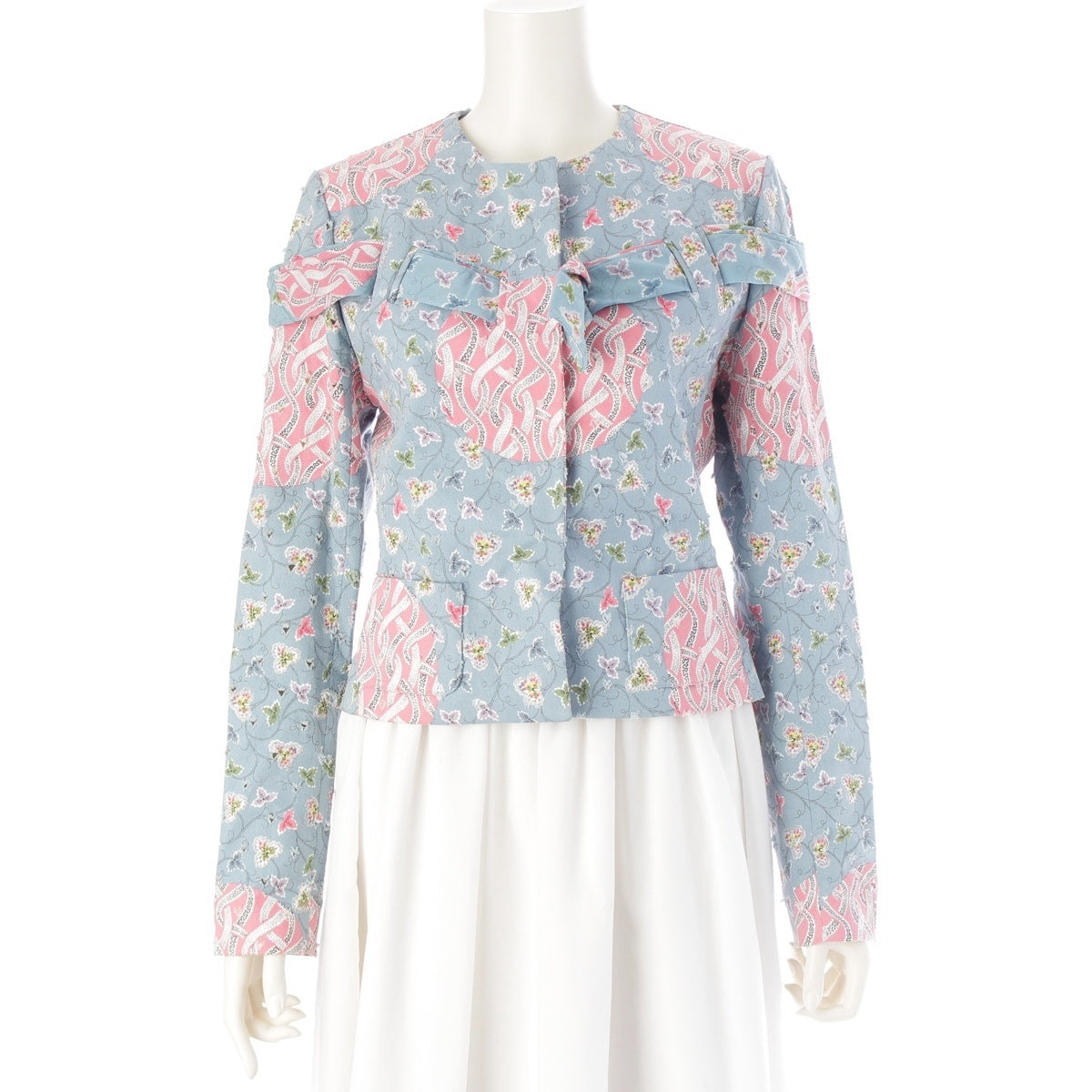 Dior cotton Galliano-era trim, all-over pattern Denim Jacket 3P12022121 blue 40