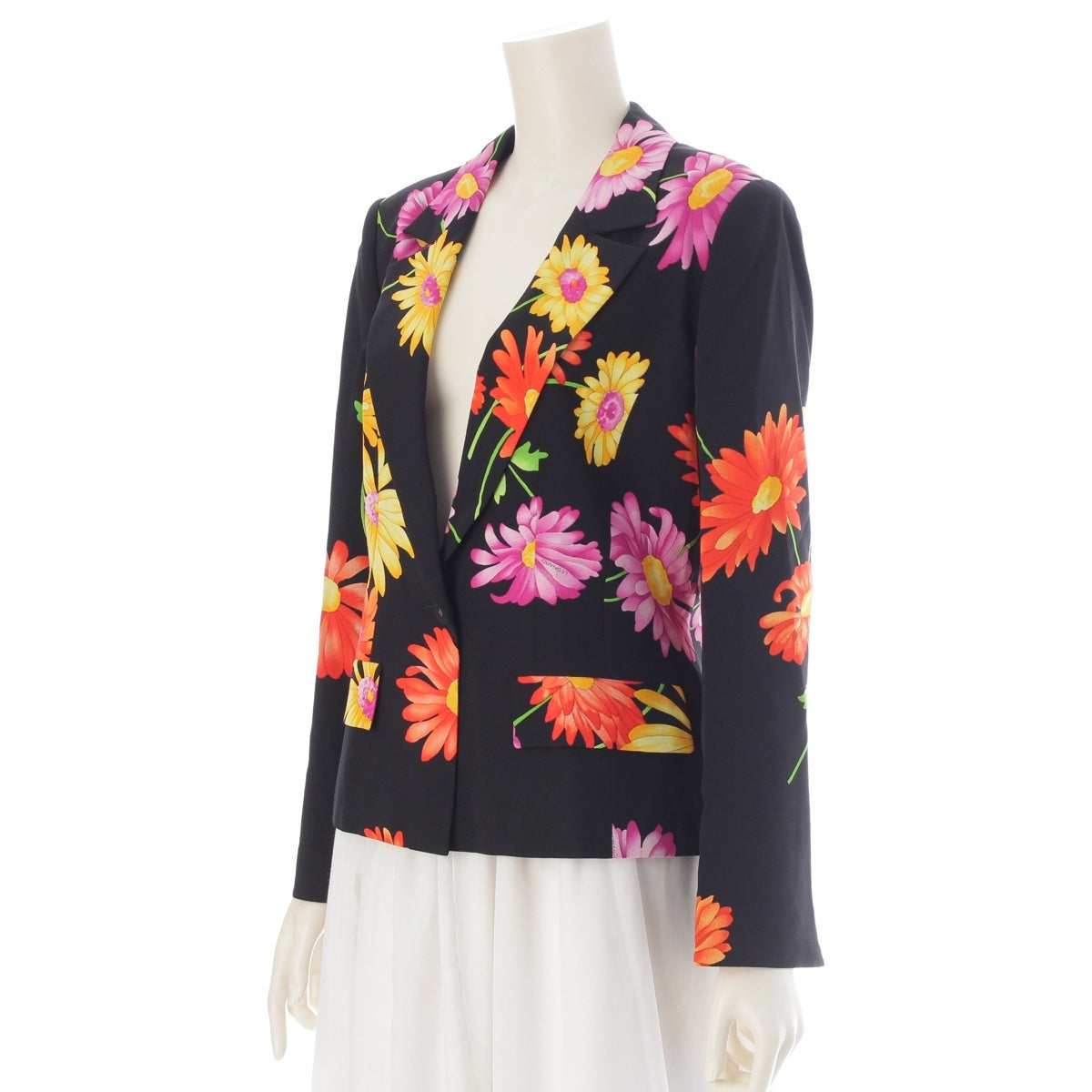 LEONARD silk Flower pattern Flower print tailored jacket black 11AR