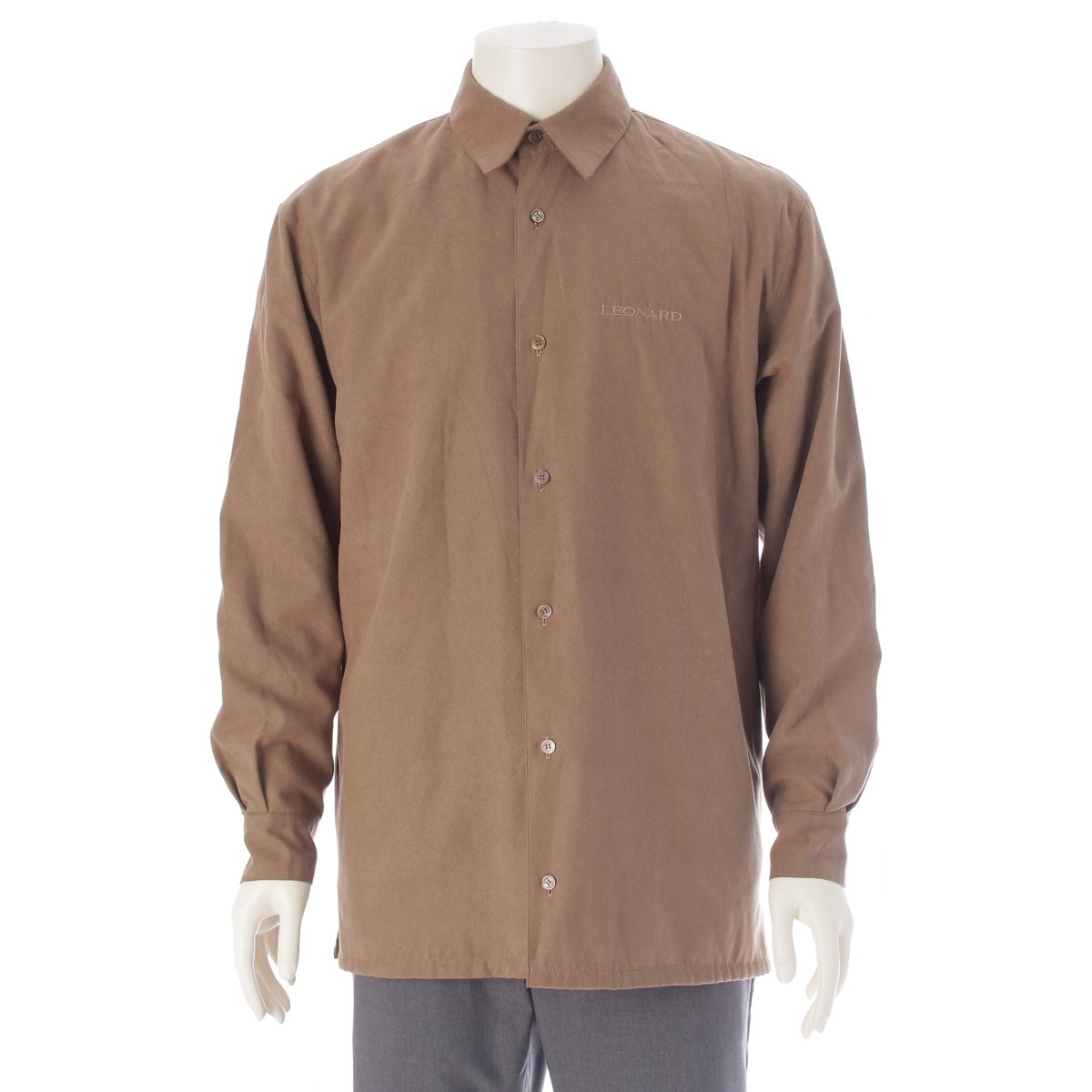 LEONARD Homme Logo Embroidered Quilted Long Sleeve Long sleeve shirt tops 4545397 beige M