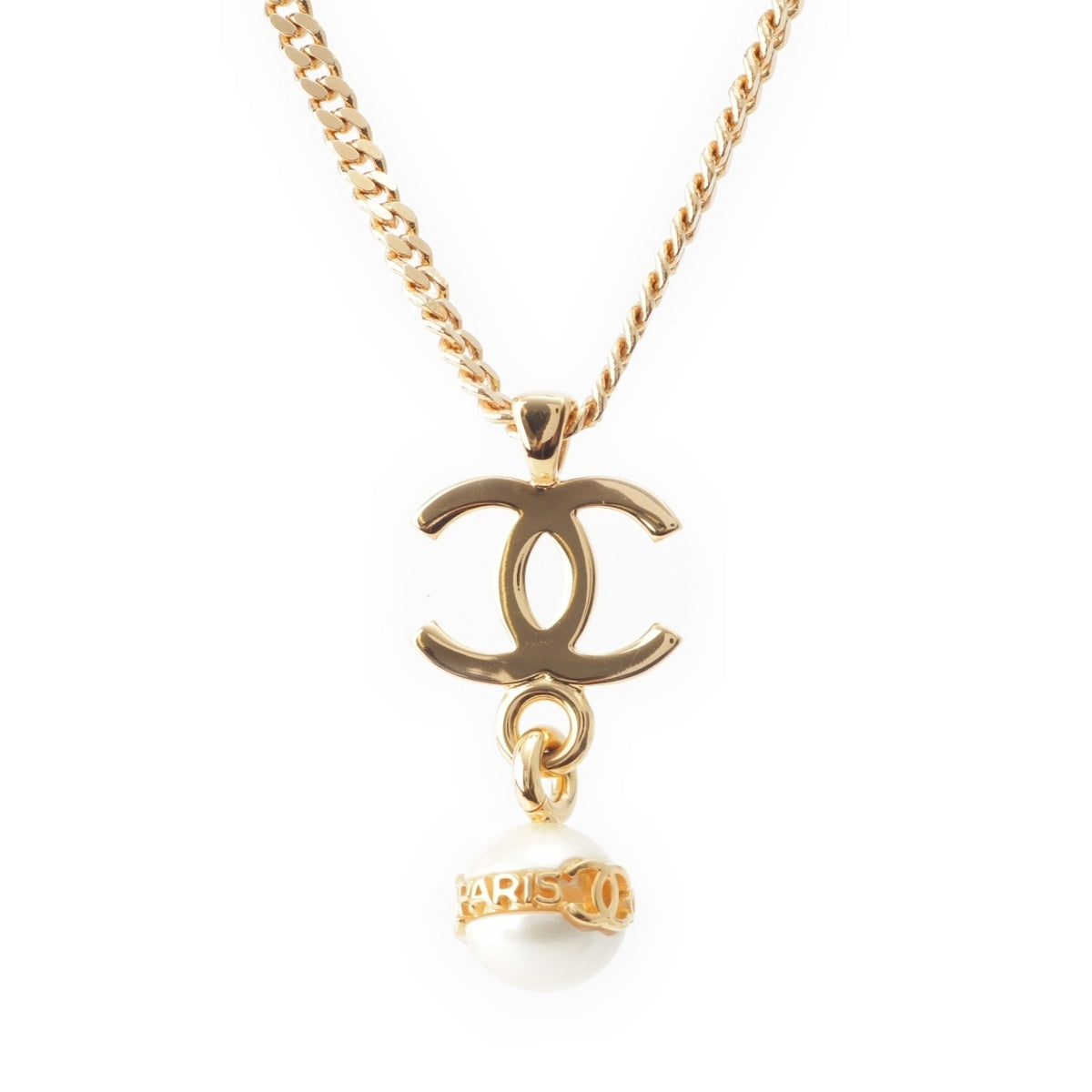 CHANEL COCO Mark Pearl Logo Necklace Accessories gold