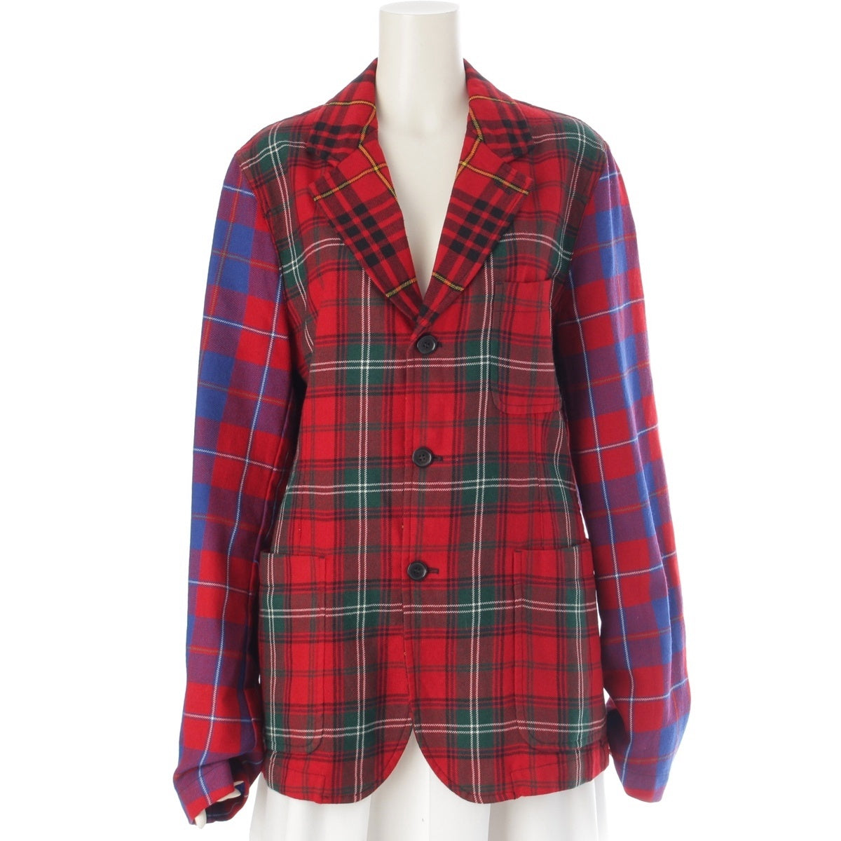 COMME des GARCONS SHIRT wool Tartan check tailored jacket W18111 Red S