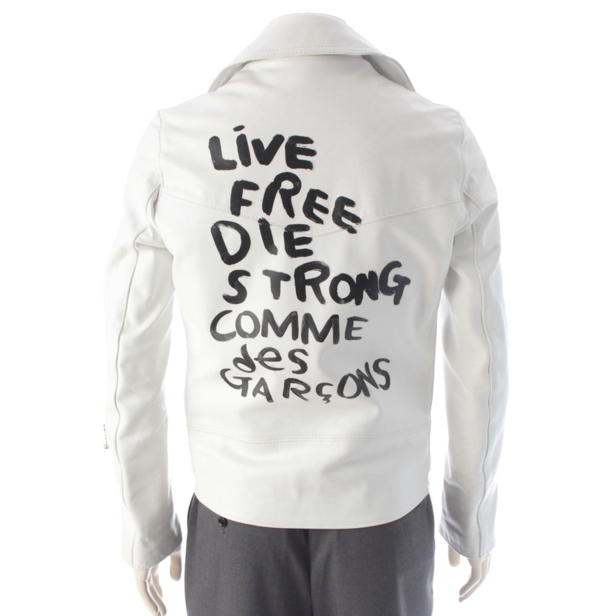 COMME des GARCONS Lewis Leathers Horse leather Logo Double Riders jacket KZ-J009 white 36