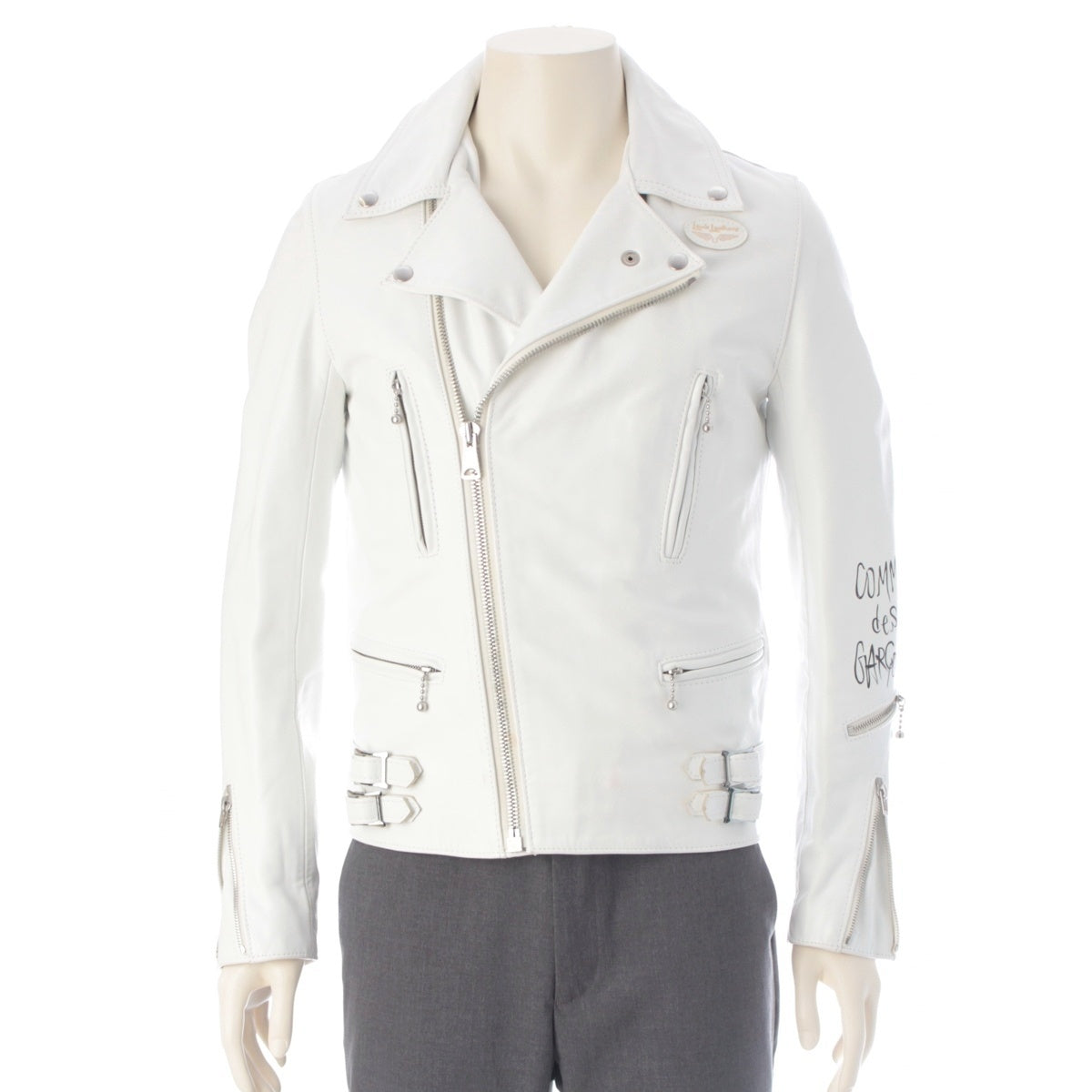 COMME des GARCONS Lewis Leathers Horse leather Logo Double Riders jacket KZ-J009 white 36