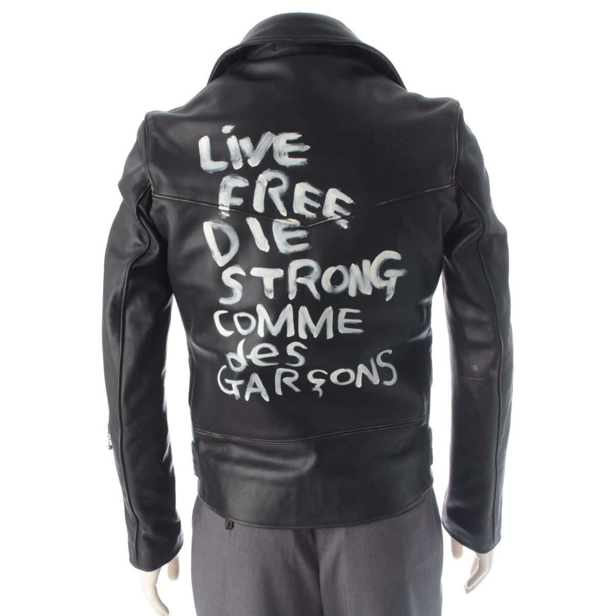 COMME des GARCONS Lewis Leathers Cowhide Logo Double Riders jacket KZ-J001 black 36