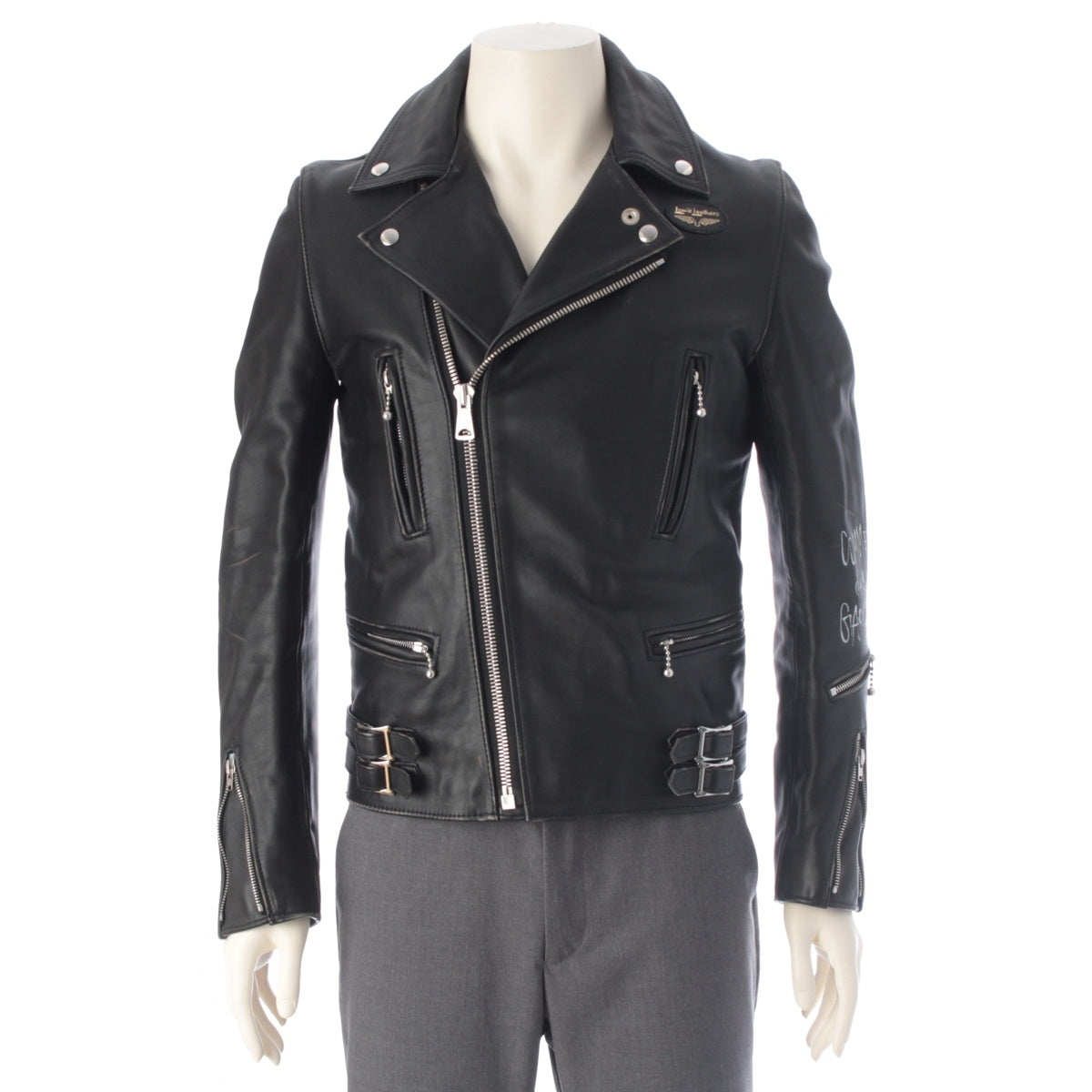 COMME des GARCONS Lewis Leathers Cowhide Logo Double Riders jacket KZ-J001 black 36
