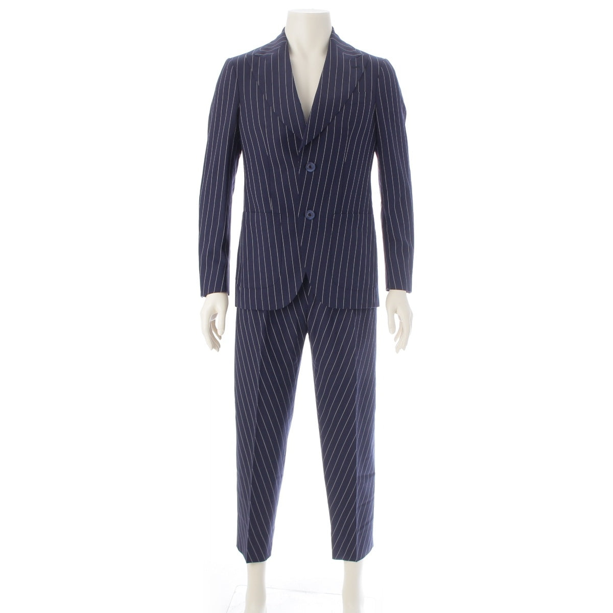 ETRO wool Striped Paisley Pattern Jacket Pants setup suit Navy 44