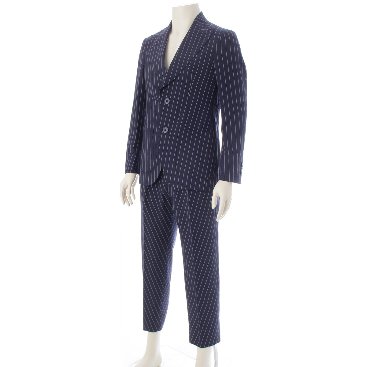 ETRO wool Striped Paisley Pattern Jacket Pants setup suit Navy 44