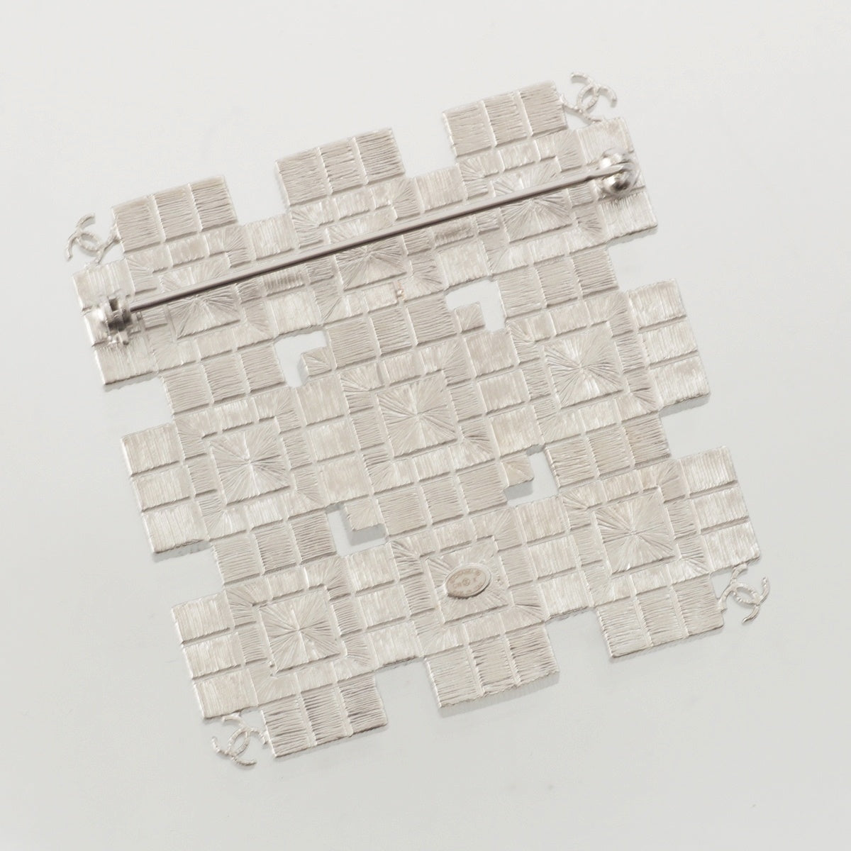 CHANEL COCO Mark logo rhinestone Brooch Accessories Silver