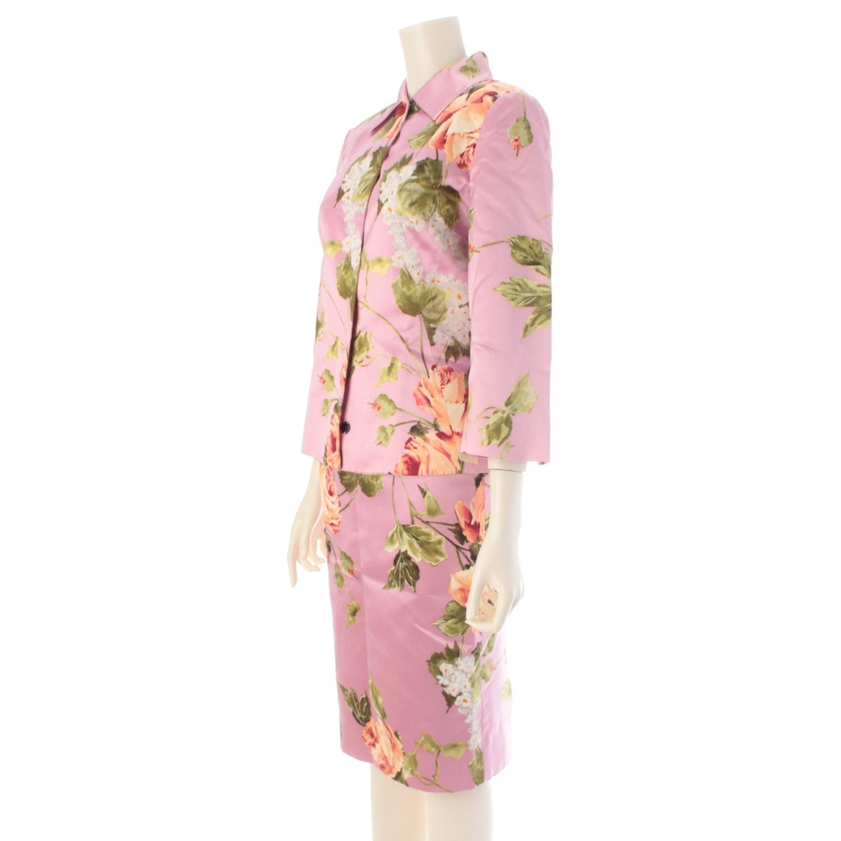 DOLCE&GABBANA silk Floral Shirt Skirt setup pink 38