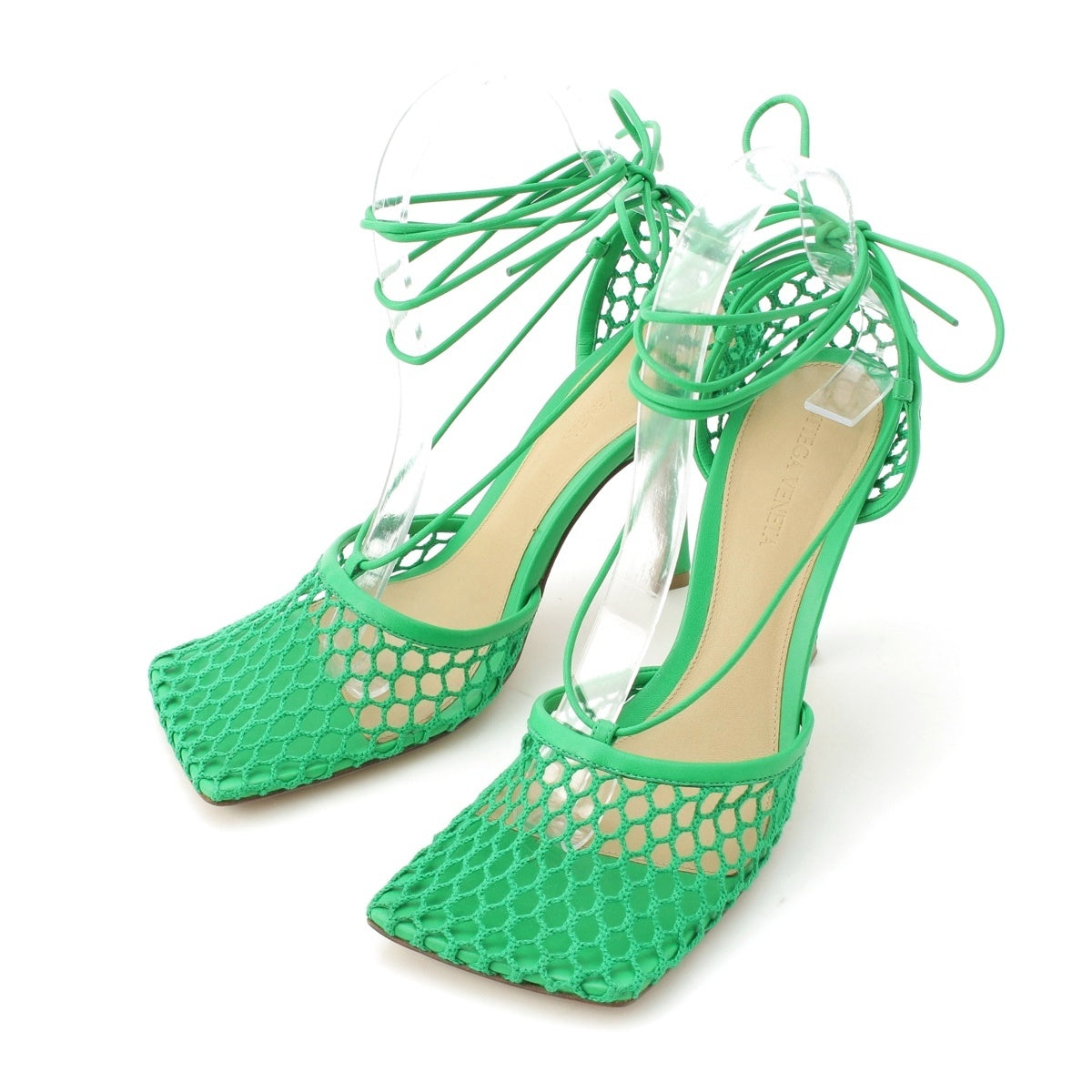 BOTTEGAVENETA Mesh lace-up square Sandals green 39