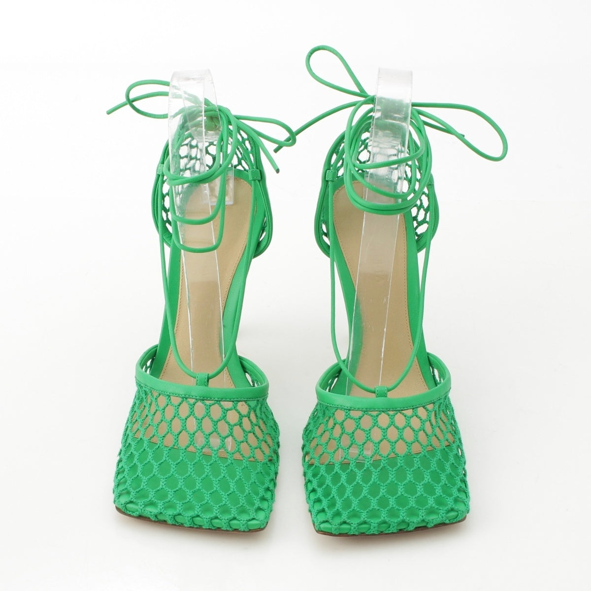 BOTTEGAVENETA Mesh lace-up square Sandals green 39
