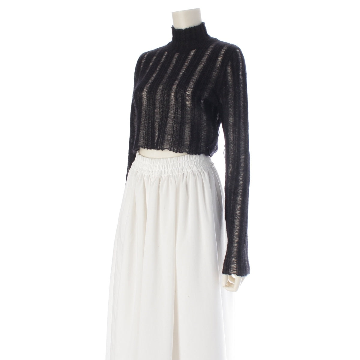 FENDI Mohair Wool Knit design high neck sweater FZX892 black 36