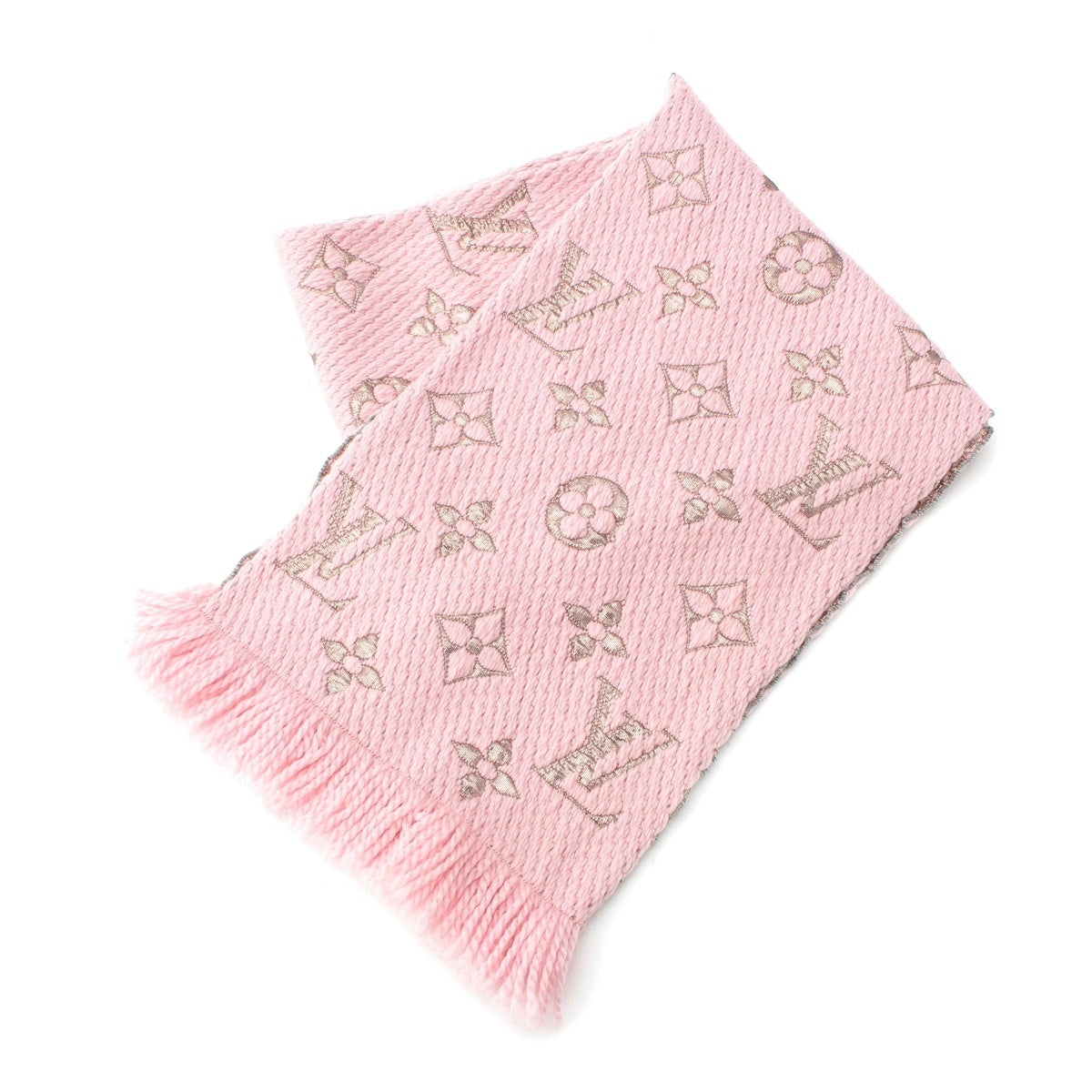 LOUIS VUITTON Wool silk Escalp Logo Mania Shine Scarf M70466 pink