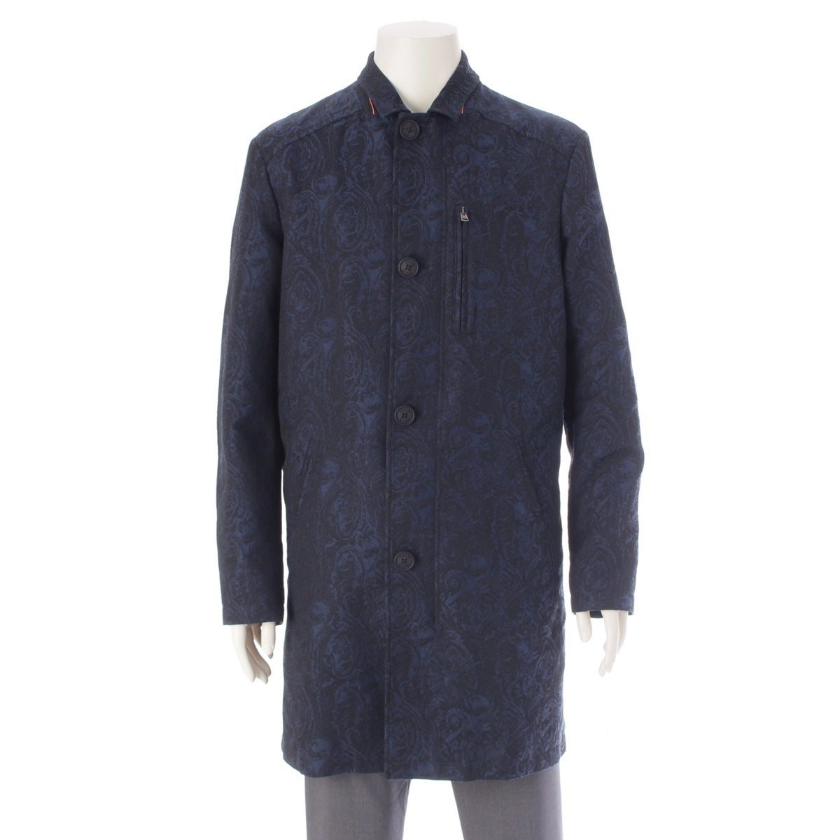 ETRO Cotton silk Paisley Pattern Coat Jacket Double zip 181-1S815-1225 Navy blue 48