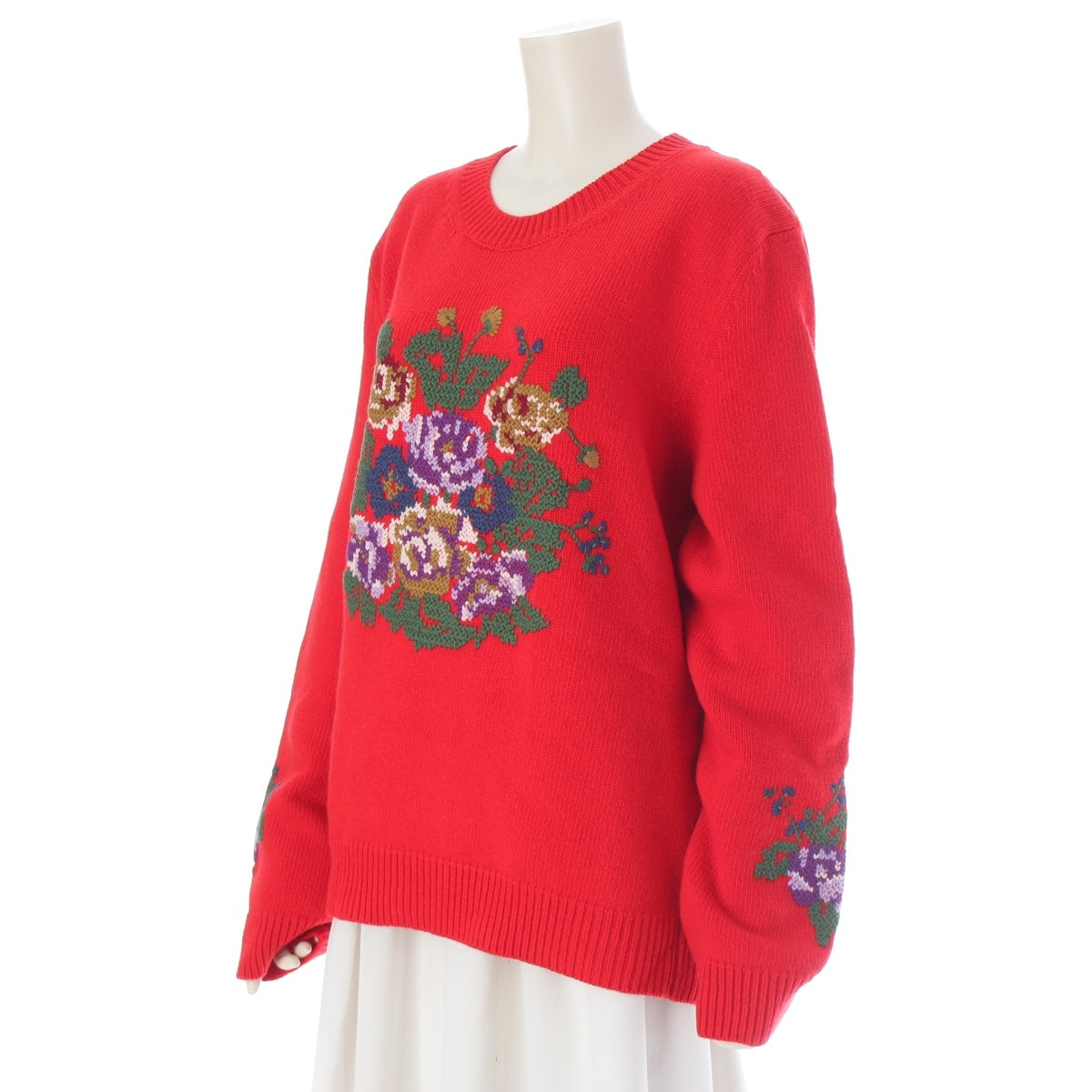 GUCCI wool Floral Crew Neck Knit sweater 430308 Red XL