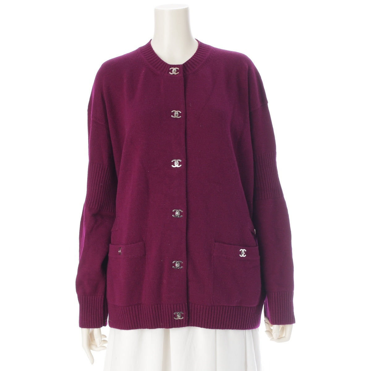 CHANEL cashmere Turnlock Long cardigan P77868 Burgundy 40