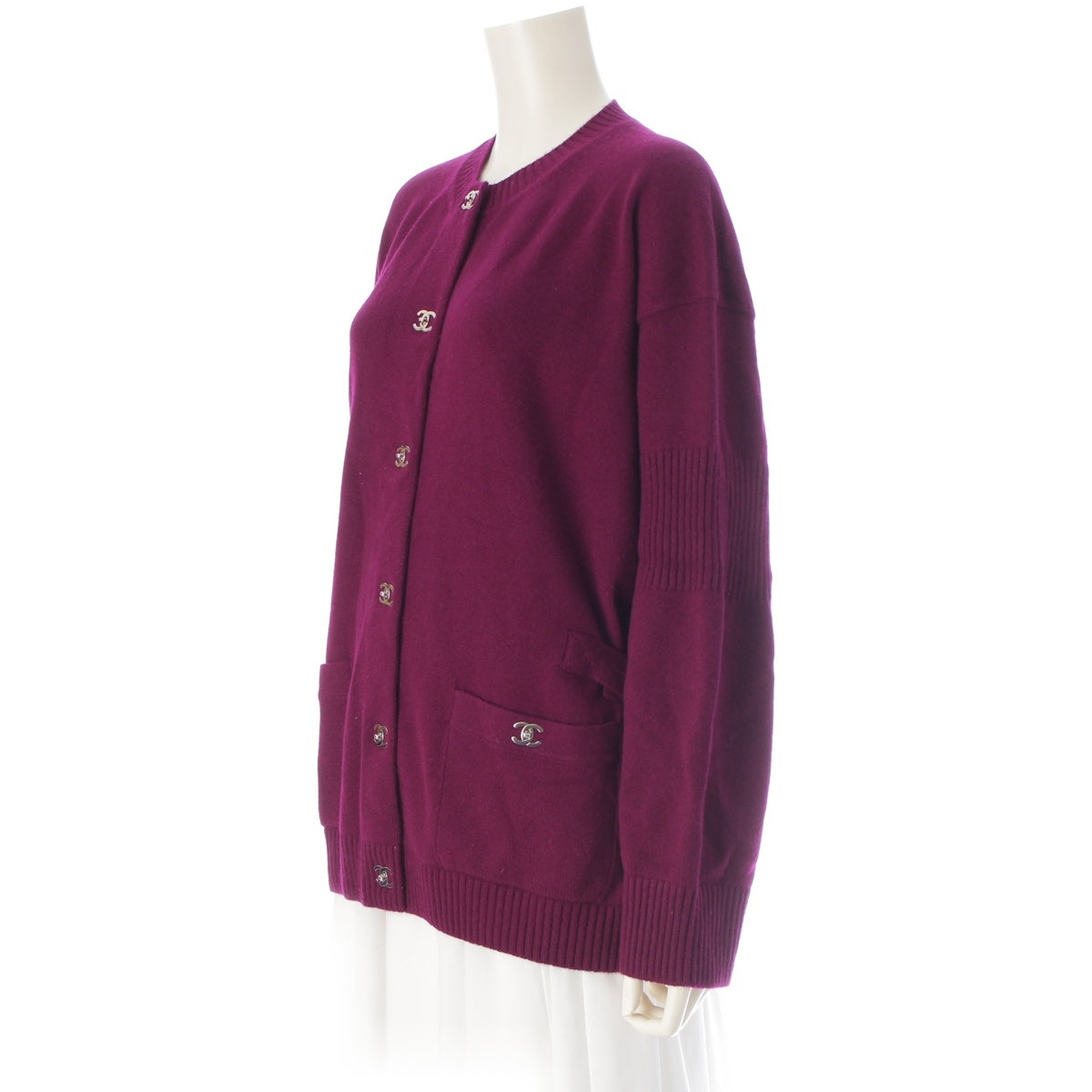 CHANEL cashmere Turnlock Long cardigan P77868 Burgundy 40