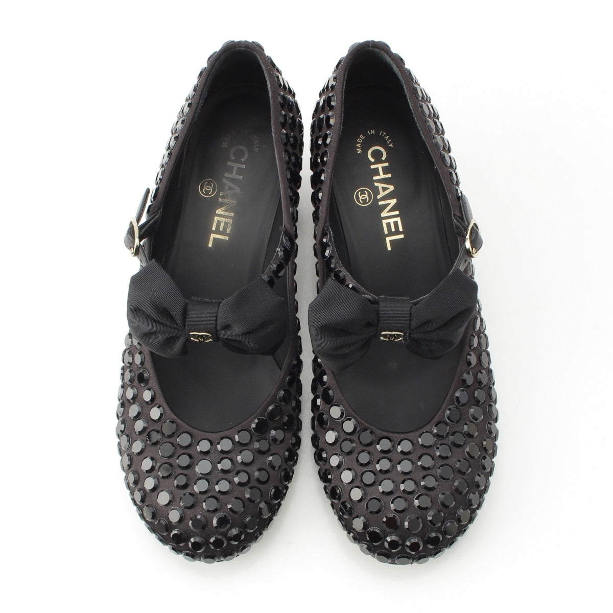 CHANEL COCO Mark Ribbon Mary Jane pumps G45750 black 38C