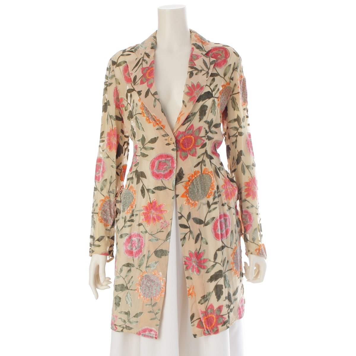 Emporio Armani Silk blend Flower Design 1B tailored jacket Ivory