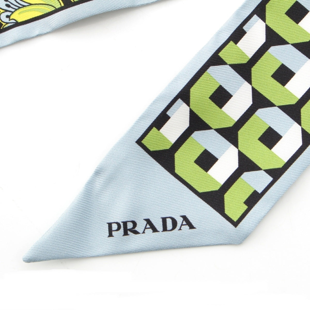 PRADA silk Printed silk twill skinny jeans scarf 1FF008 blue