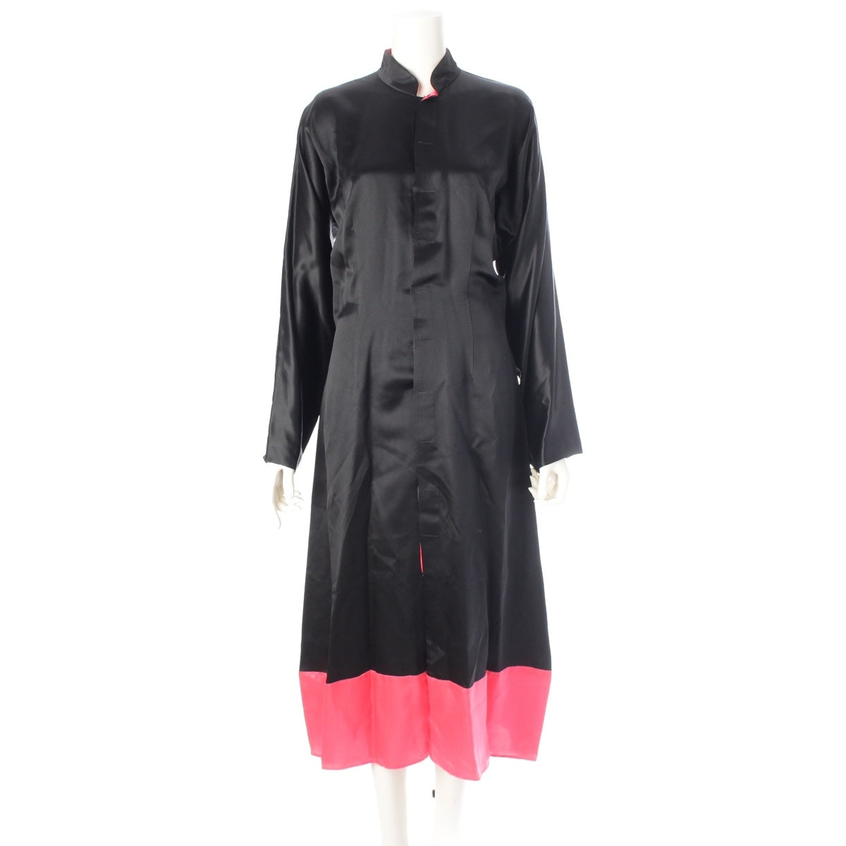 COMME des GARCONS Silk blend Lilith Dolman Sleeve Long Top with Hem Contrast one piece dress GO-05026S black S